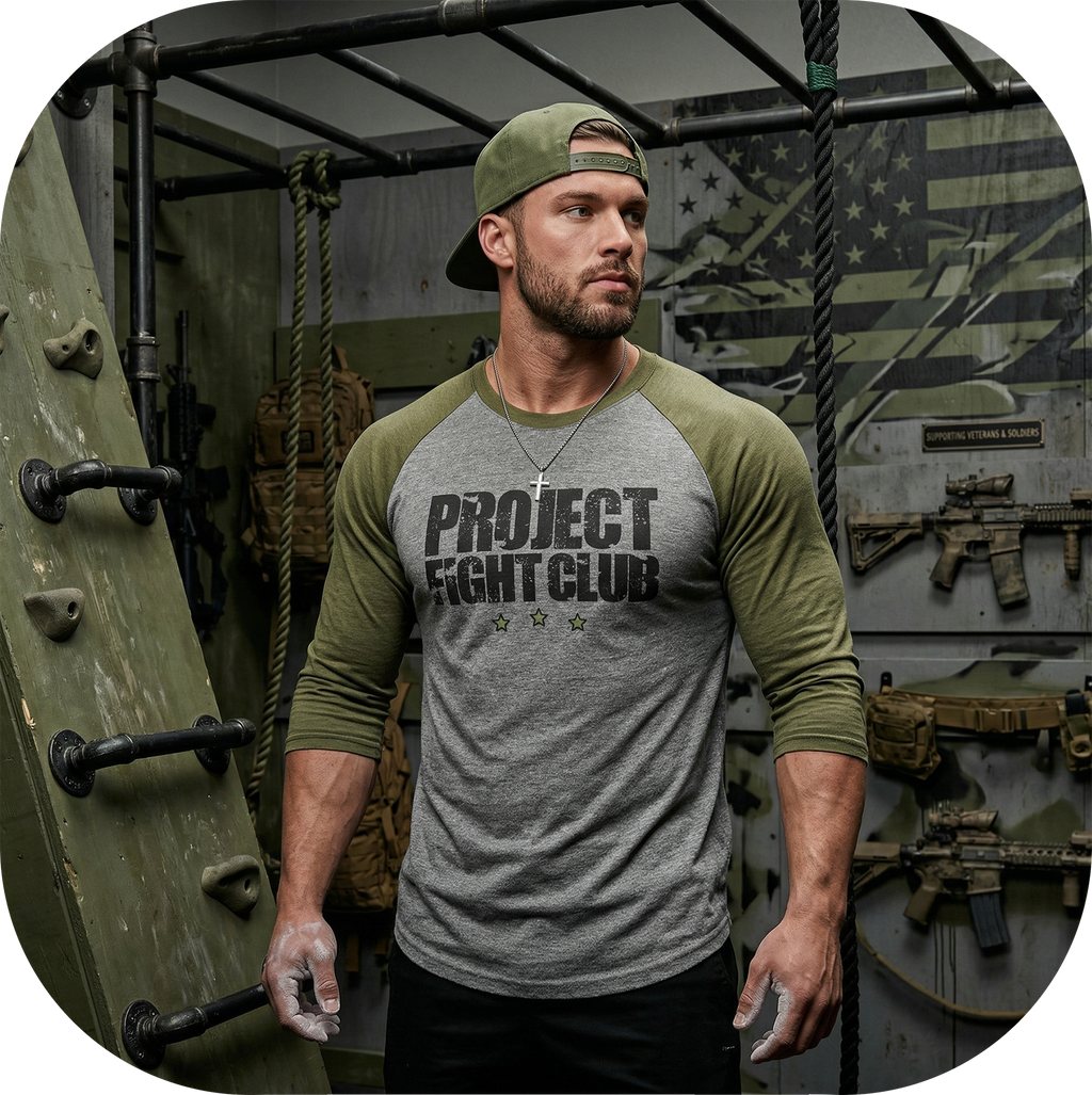 GREY & ARMY BASEBALL TEE - HONOR SOLDIERS & VETERANS