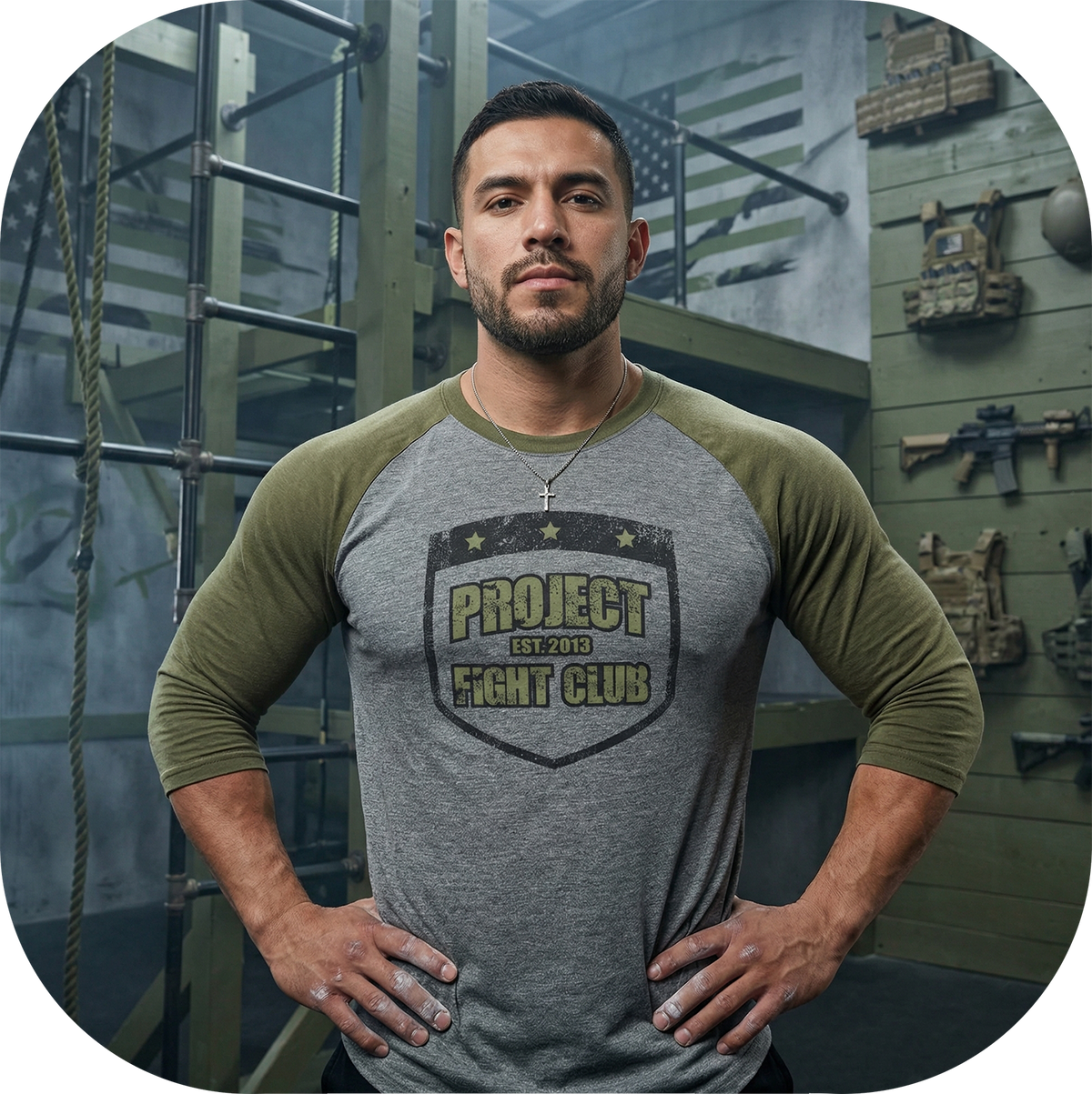 GREY & ARMY BASEBALL TEE 2 - HONOR SOLDIERS & VETERANS