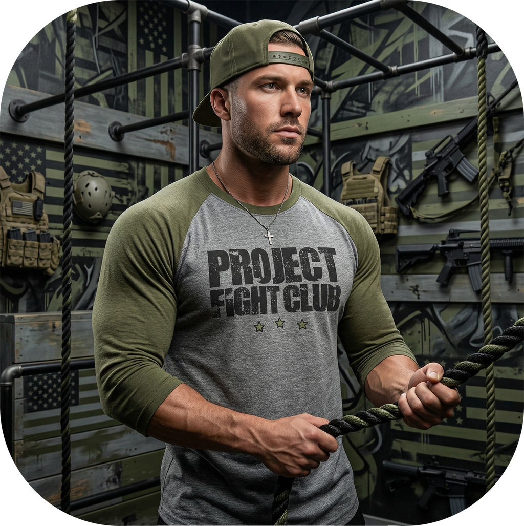 GREY & ARMY BASEBALL TEE - HONOR SOLDIERS & VETERANS