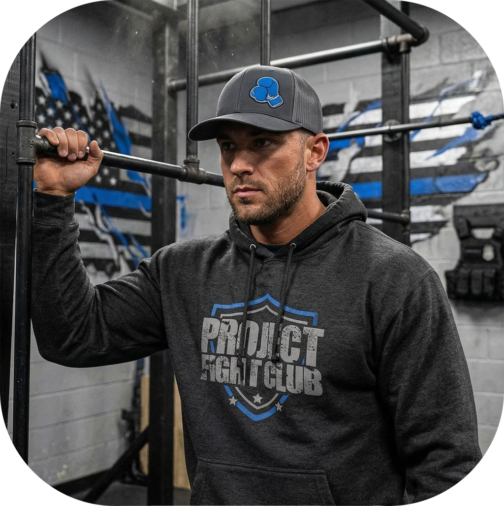 HEATHER CHARCOAL HEAVYWEIGHT HOODIE - SUPPORT POLICE
