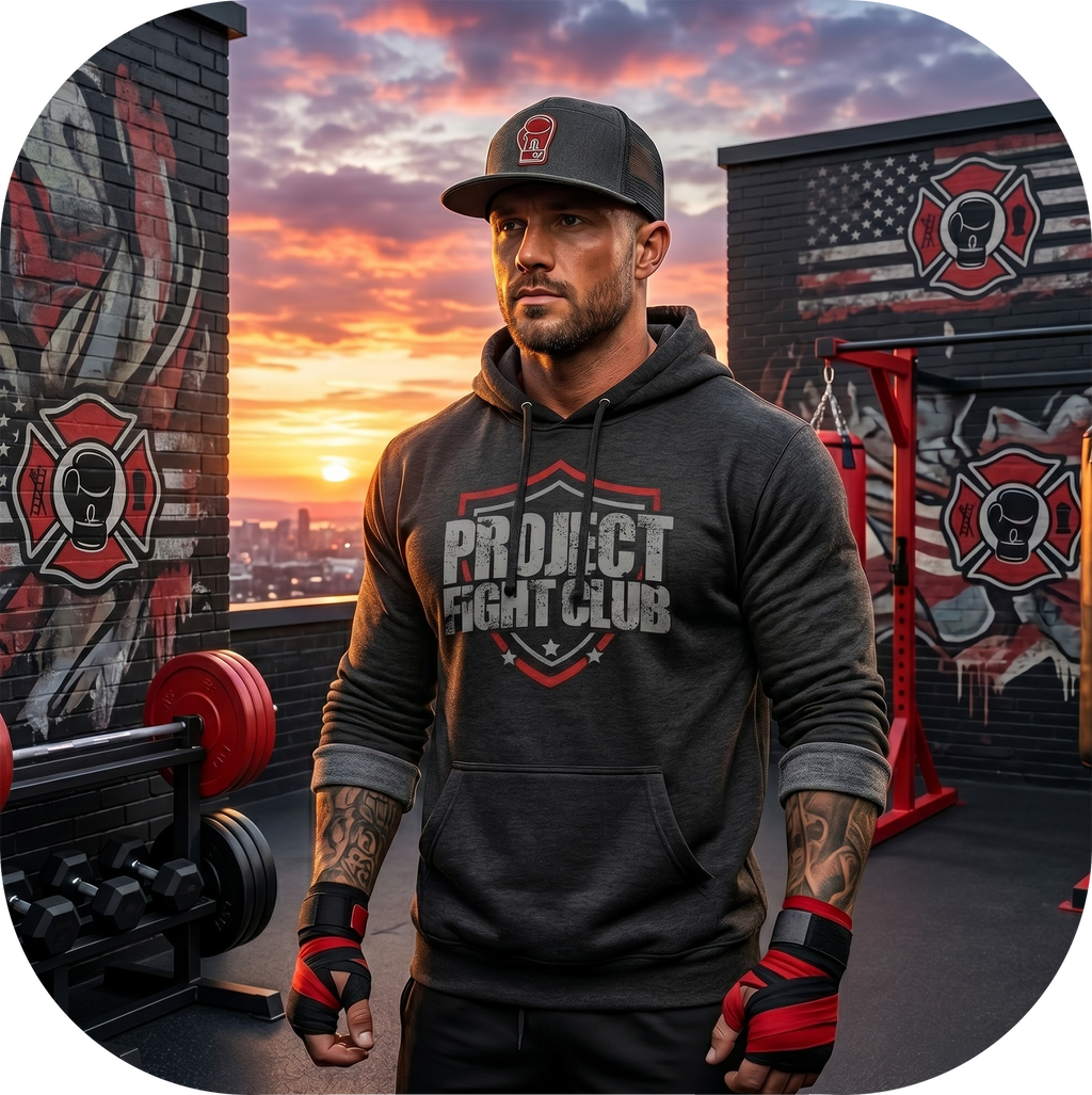 CHARCOAL HEATHER HEAVYWEIGHT HOODIE - HONOR FIREFIGHTERS & EMTs