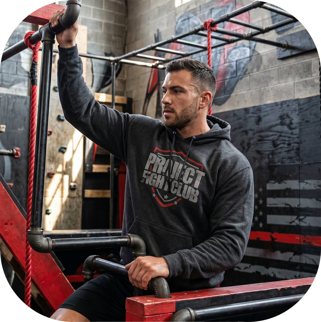 CHARCOAL HEATHER HEAVYWEIGHT HOODIE - HONOR FIREFIGHTERS & EMTs