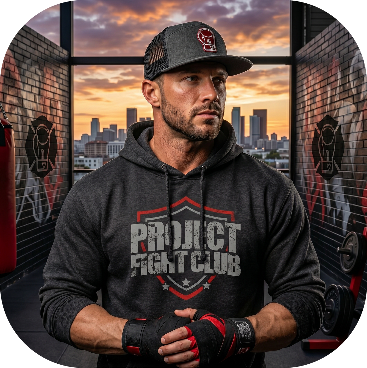 CHARCOAL HEATHER HEAVYWEIGHT HOODIE - HONOR FIREFIGHTERS & EMTs