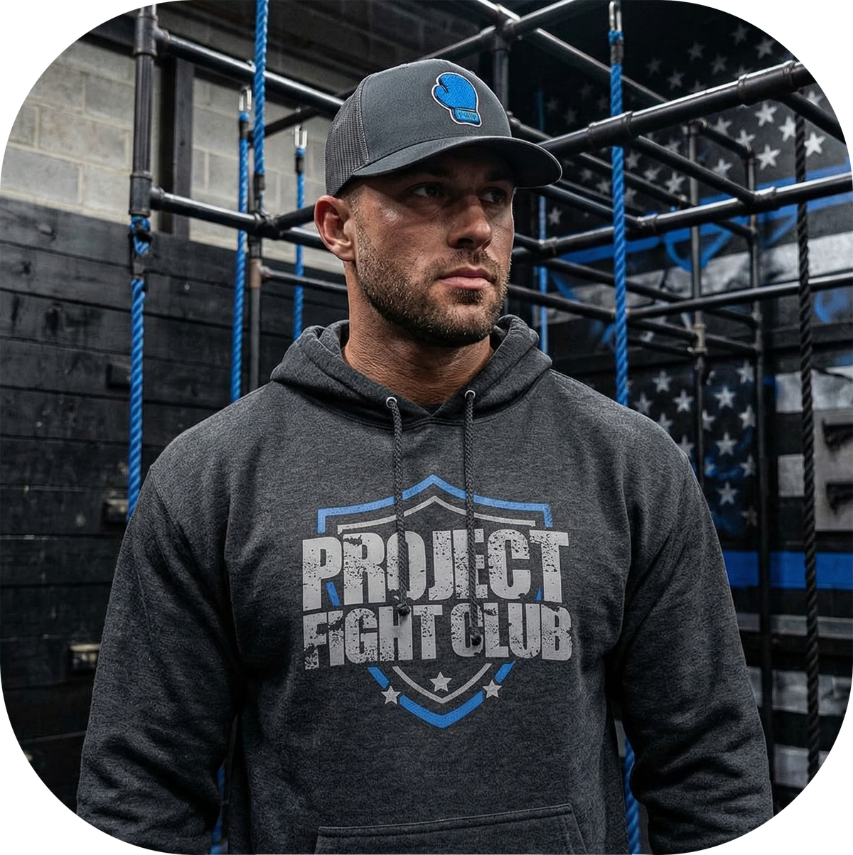HEATHER CHARCOAL HEAVYWEIGHT HOODIE - SUPPORT POLICE