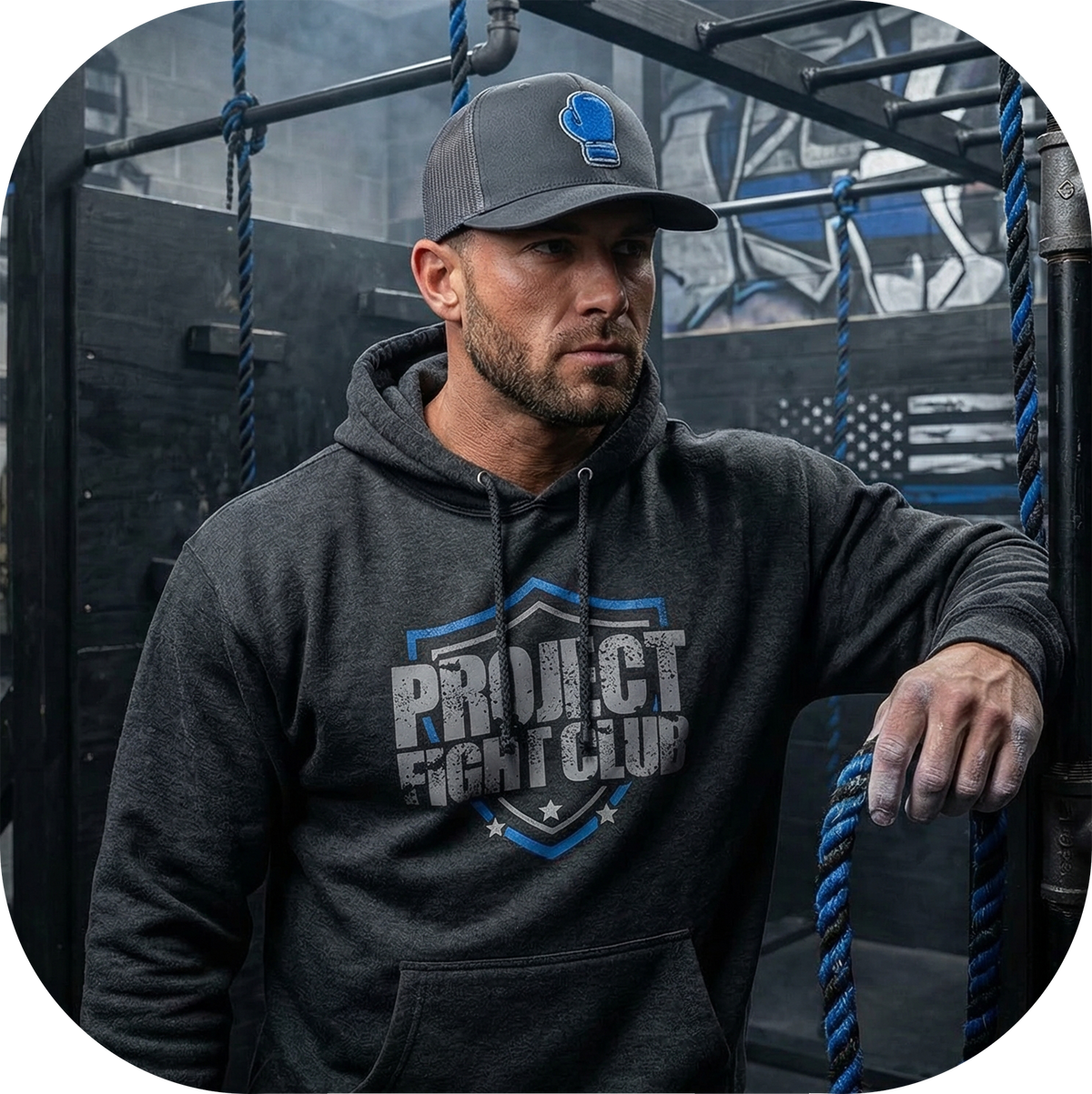 HEATHER CHARCOAL HEAVYWEIGHT HOODIE - SUPPORT POLICE