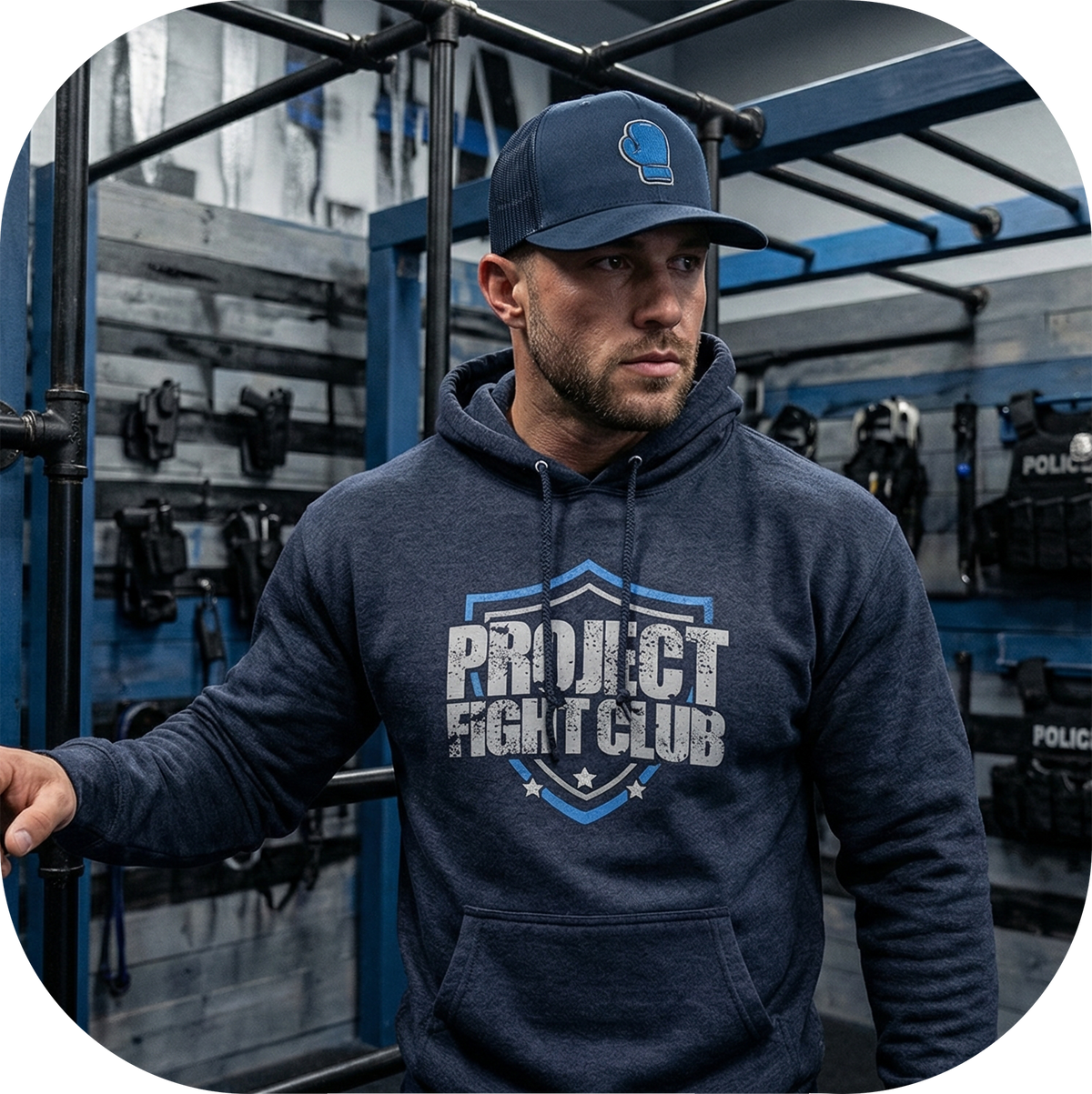 DARK BLUE HEAVYWEIGHT HOODIE - SUPPORT POLICE