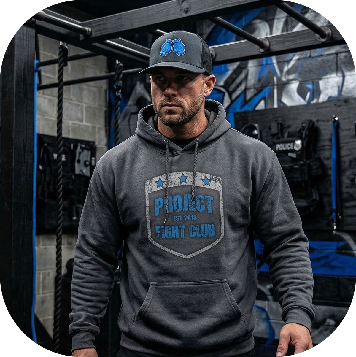 CHARCOAL HEAVYWEIGHT HOODIE #2 - SUPPORT POLICE