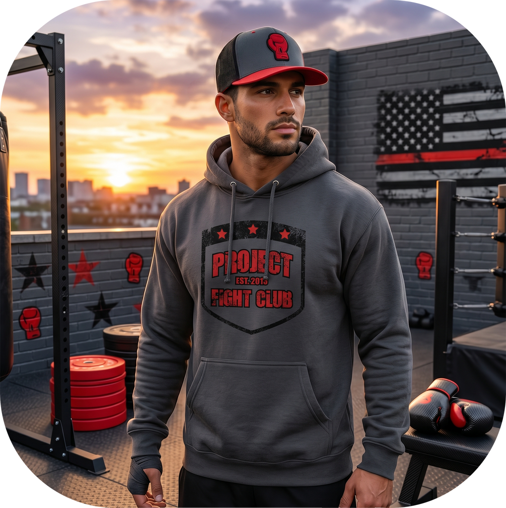 CHARCOAL HEAVYWEIGHT HOODIE - HONOR FIREFIGHTERS & EMTs