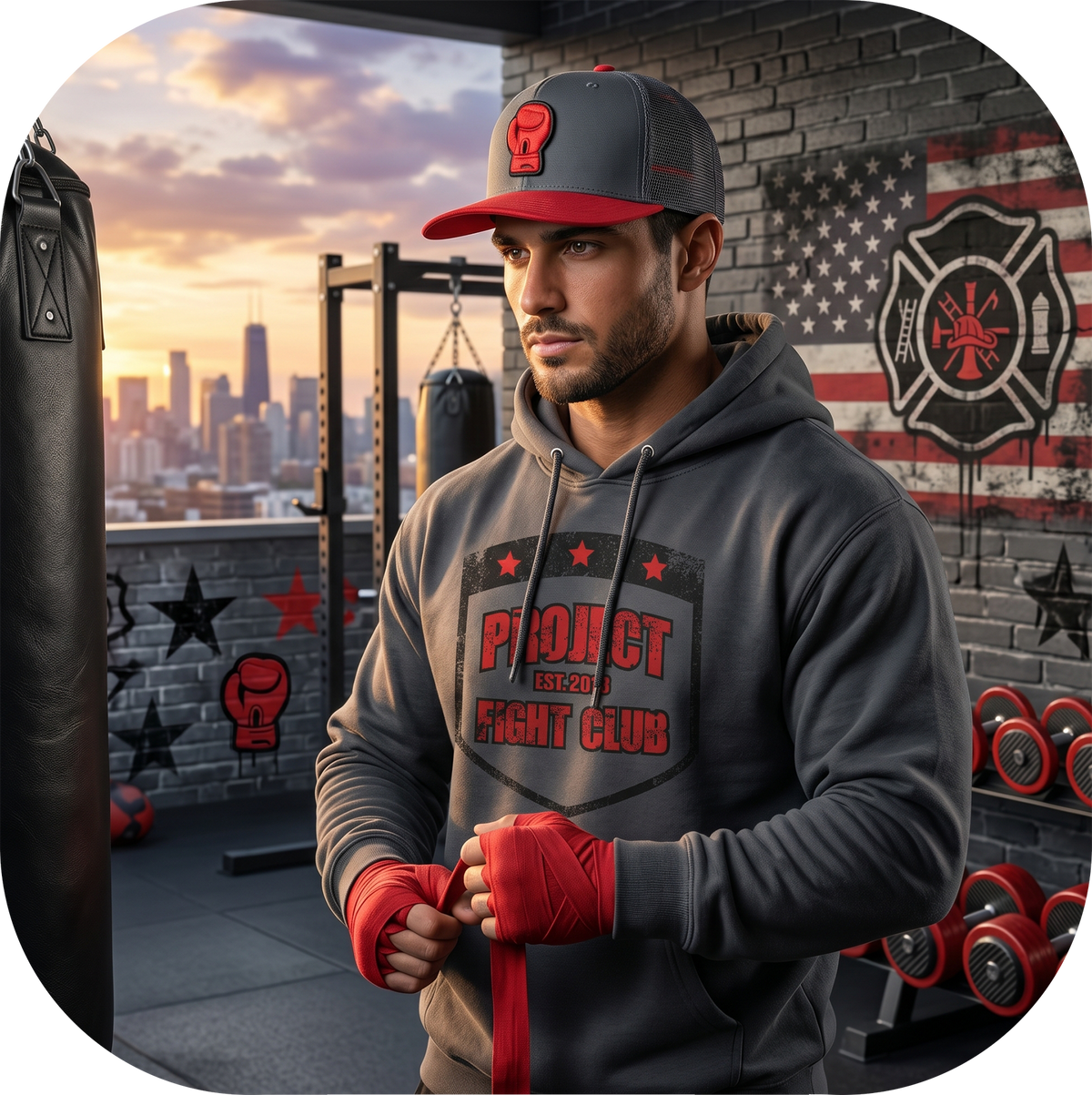 CHARCOAL HEAVYWEIGHT HOODIE - HONOR FIREFIGHTERS & EMTs