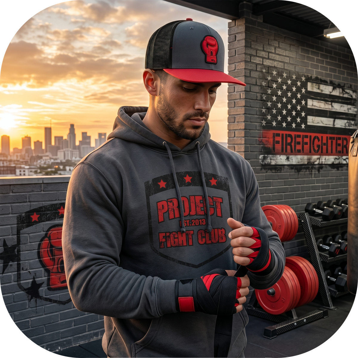 CHARCOAL HEAVYWEIGHT HOODIE - HONOR FIREFIGHTERS & EMTs