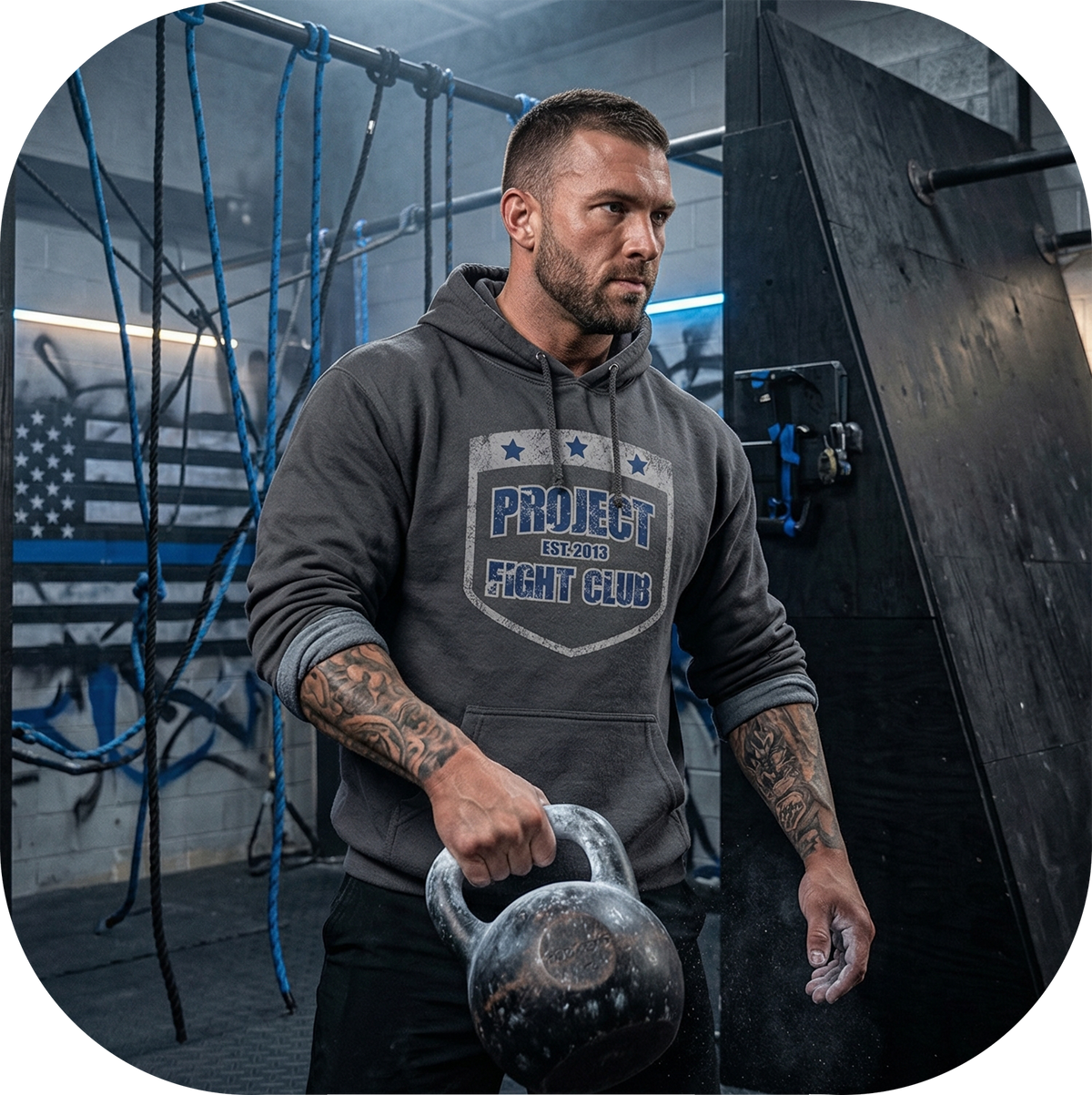 CHARCOAL HEAVYWEIGHT HOODIE - SUPPORT POLICE