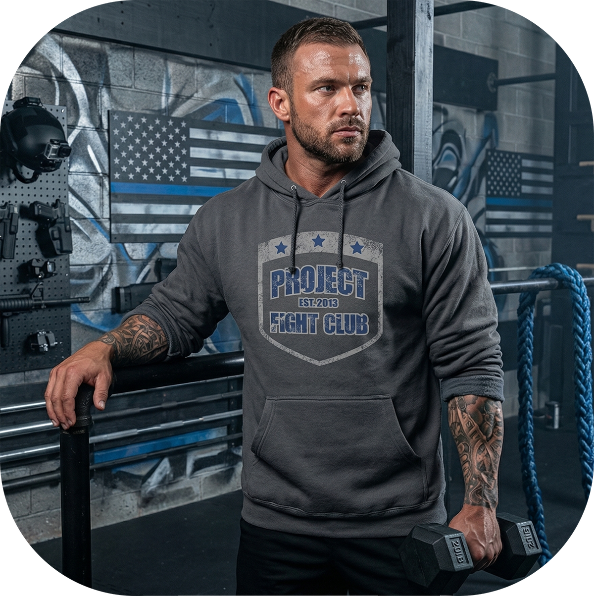 CHARCOAL HEAVYWEIGHT HOODIE - SUPPORT POLICE