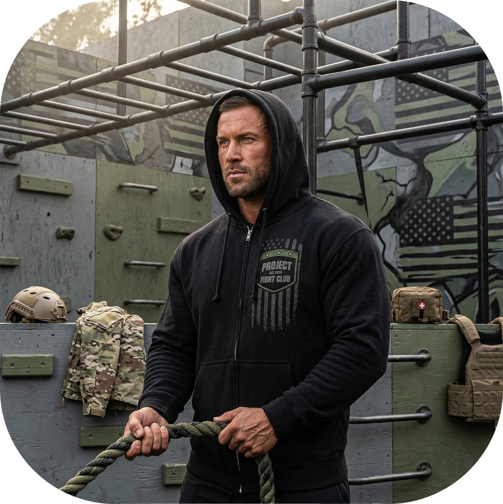 BLACK HEAVYWEIGHT ZIP HOODIE 2 - HONOR SOLDIERS & VETERANS
