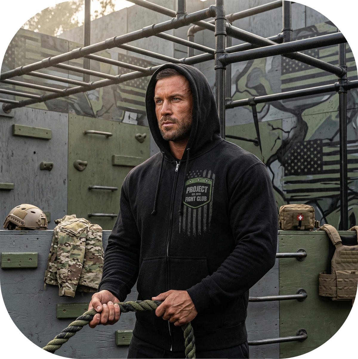 BLACK HEAVYWEIGHT ZIP HOODIE 2 - HONOR SOLDIERS & VETERANS