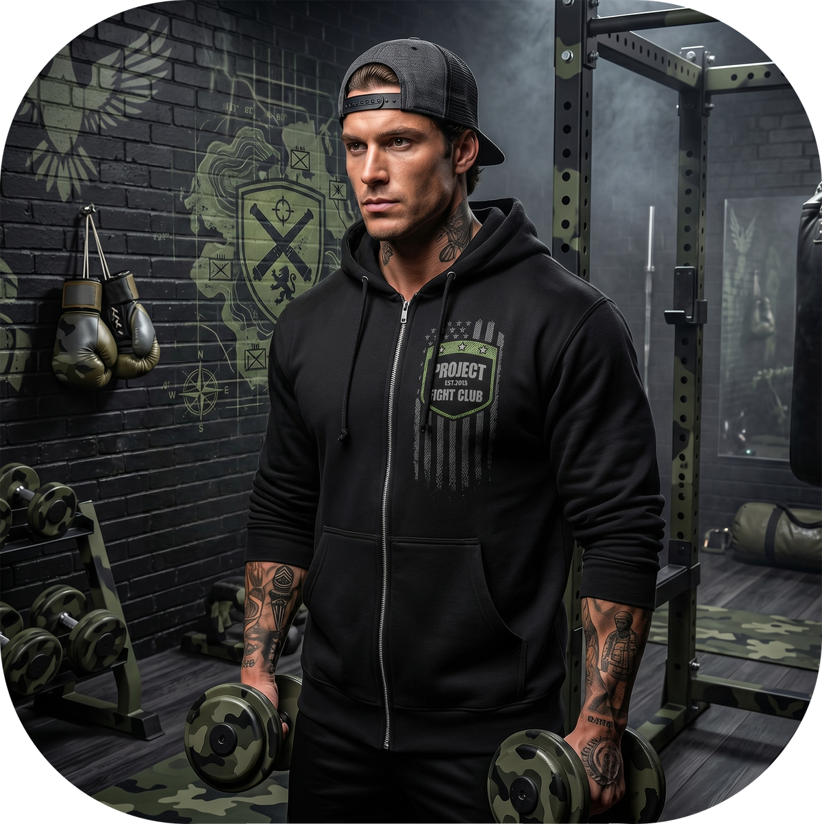 BLACK HEAVYWEIGHT ZIP HOODIE 2 - HONOR SOLDIERS & VETERANS