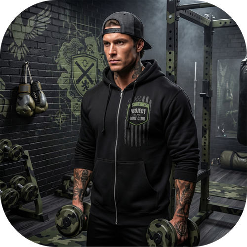 BLACK HEAVYWEIGHT ZIP HOODIE 2 - HONOR SOLDIERS & VETERANS