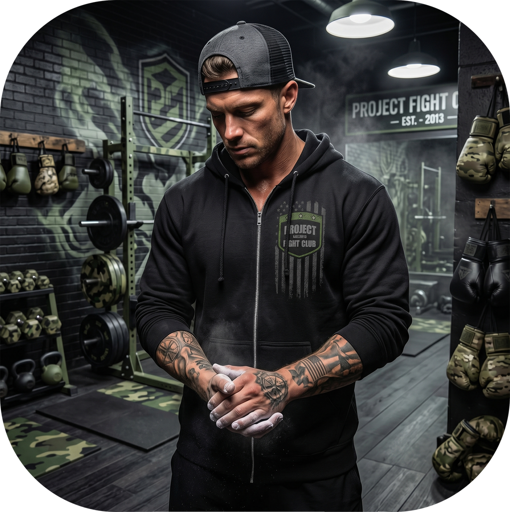 BLACK HEAVYWEIGHT ZIP HOODIE 2 - HONOR SOLDIERS & VETERANS