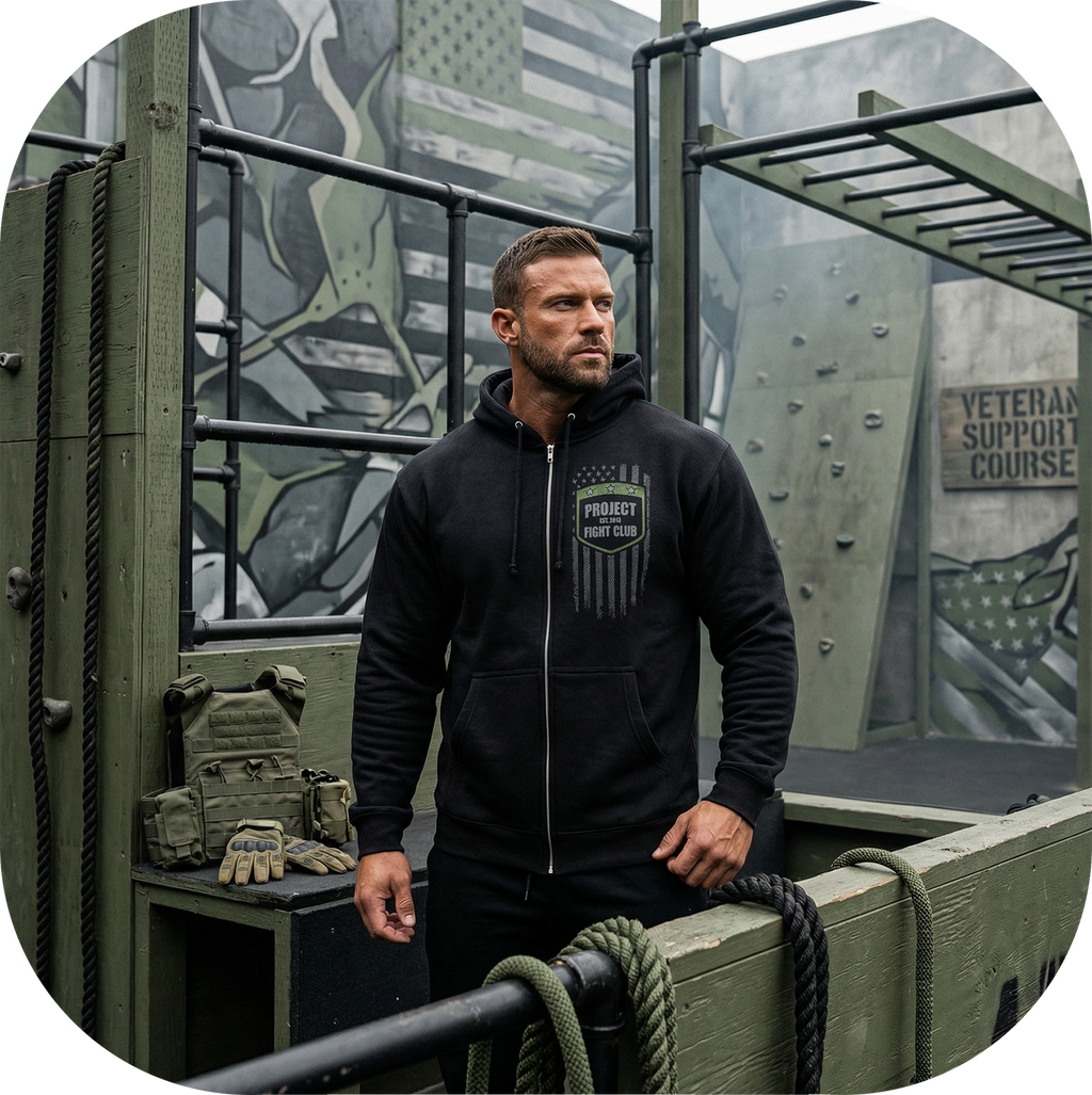 BLACK HEAVYWEIGHT ZIP HOODIE 2 - HONOR SOLDIERS & VETERANS