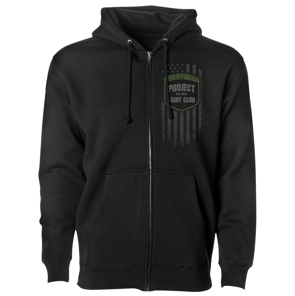 BLACK HEAVYWEIGHT ZIP HOODIE 2 - HONOR SOLDIERS & VETERANS