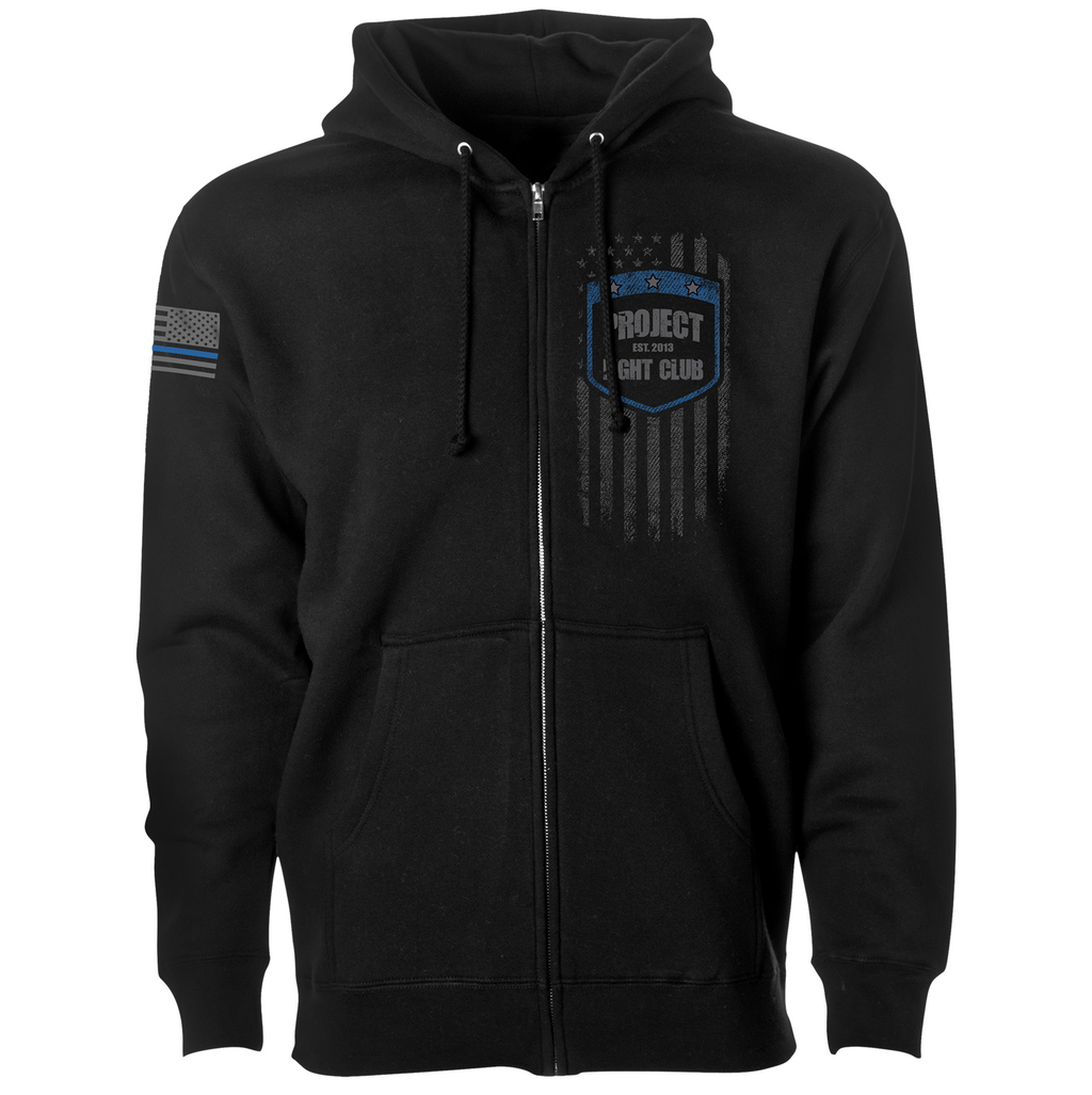BLACK HEAVYWEIGHT ZIP HOODIE #2 - SUPPORT POLICE