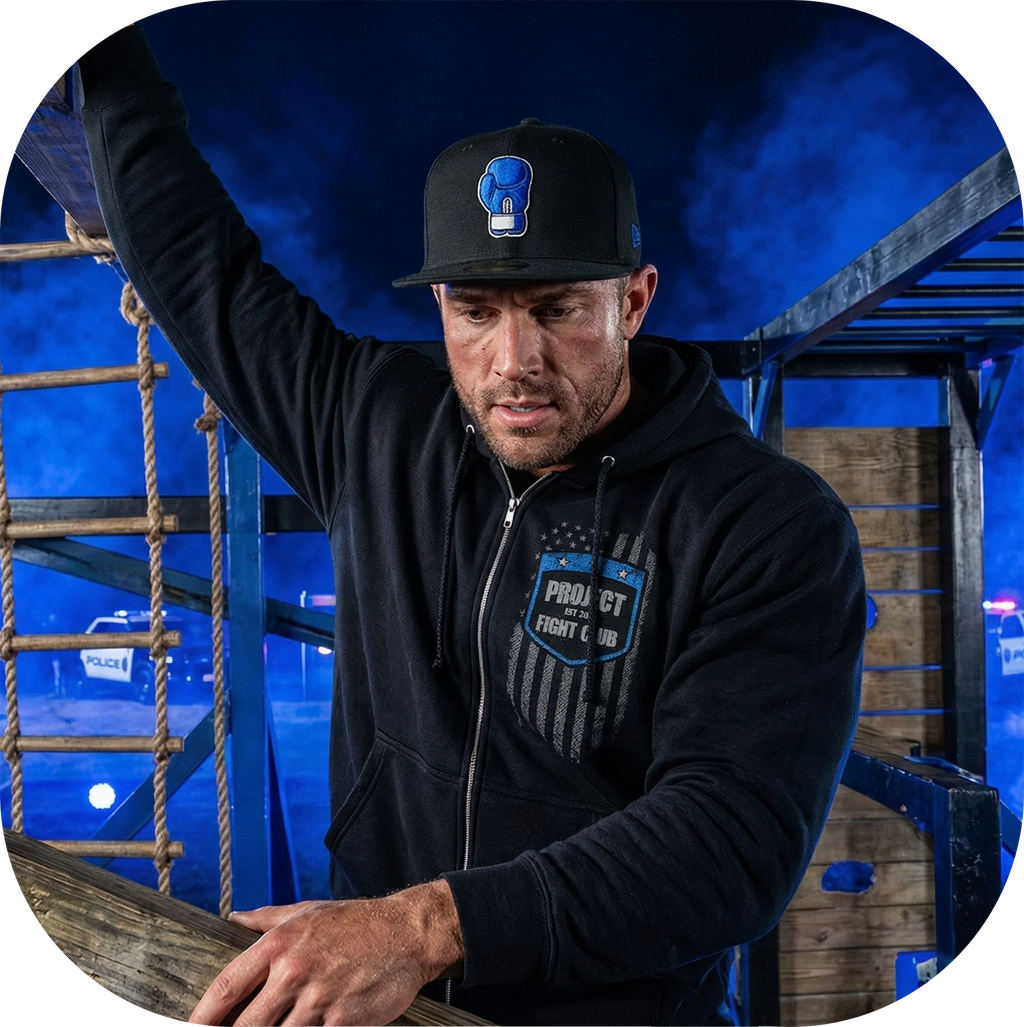 BLACK HEAVYWEIGHT ZIP HOODIE #2 - SUPPORT POLICE