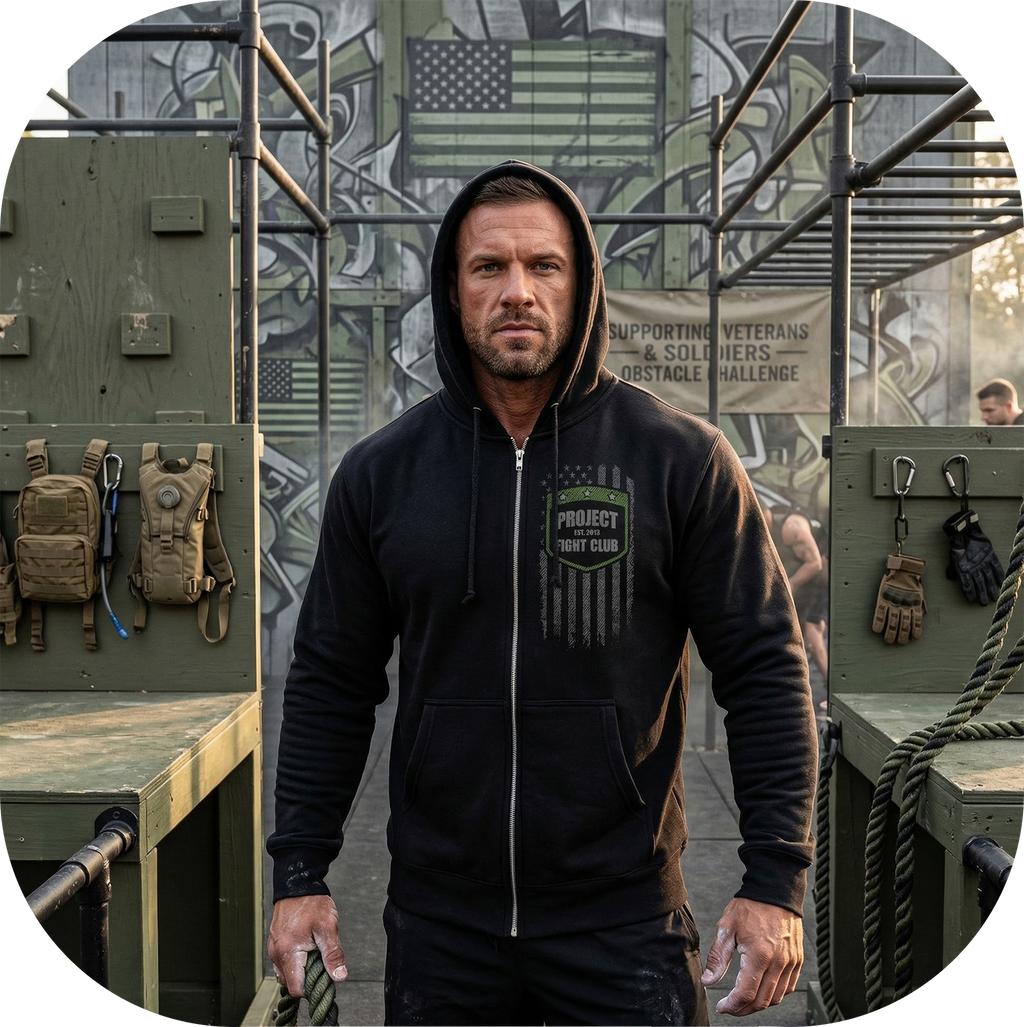 BLACK HEAVYWEIGHT ZIP HOODIE 2 - HONOR SOLDIERS & VETERANS