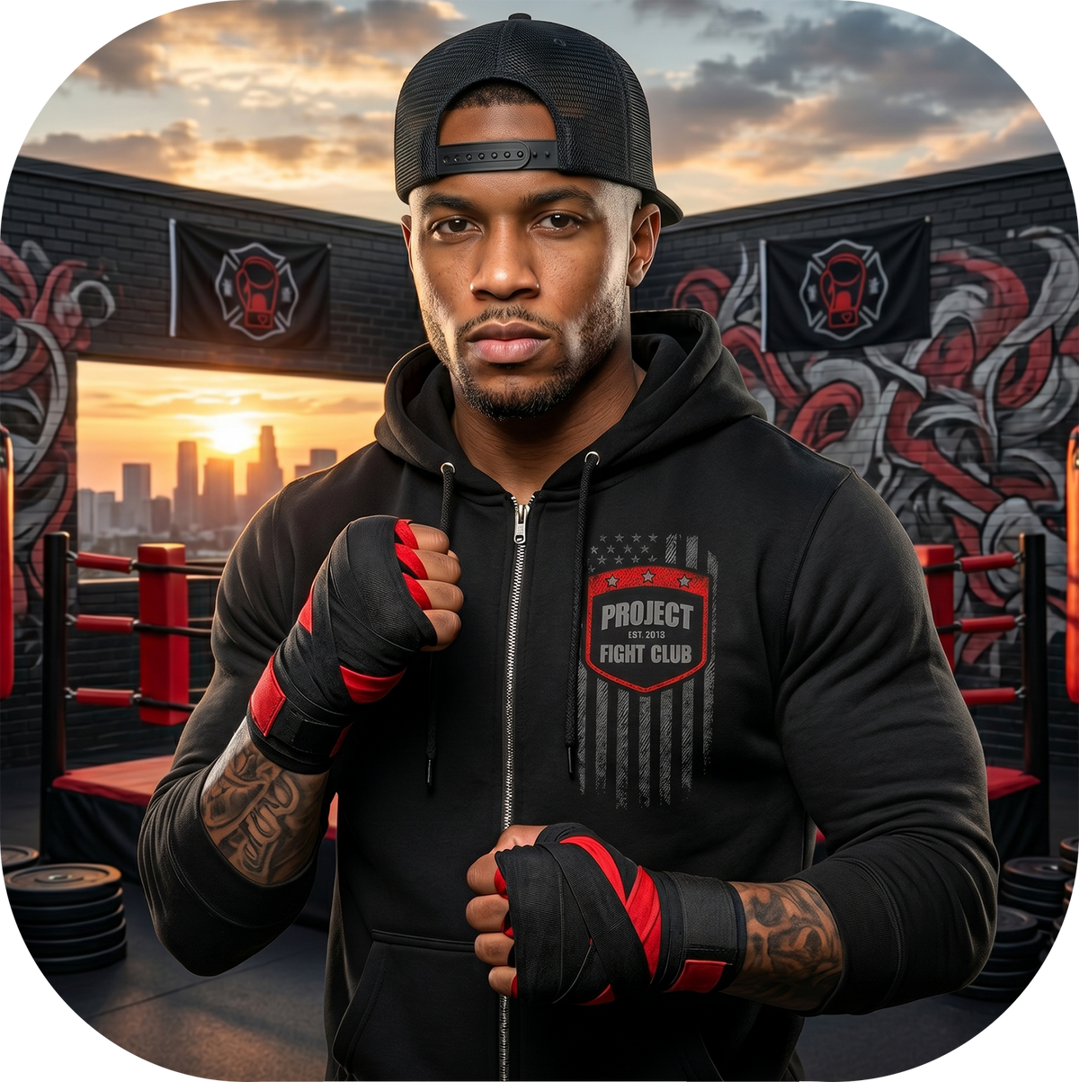 BLACK HEAVYWEIGHT ZIP HOODIE #2 - HONOR FIREFIGHTERS & EMTs