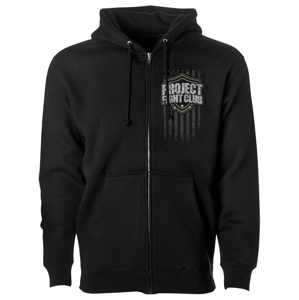 BLACK HEAVYWEIGHT ZIP HOODIE - HONOR SOLDIERS & VETERANS