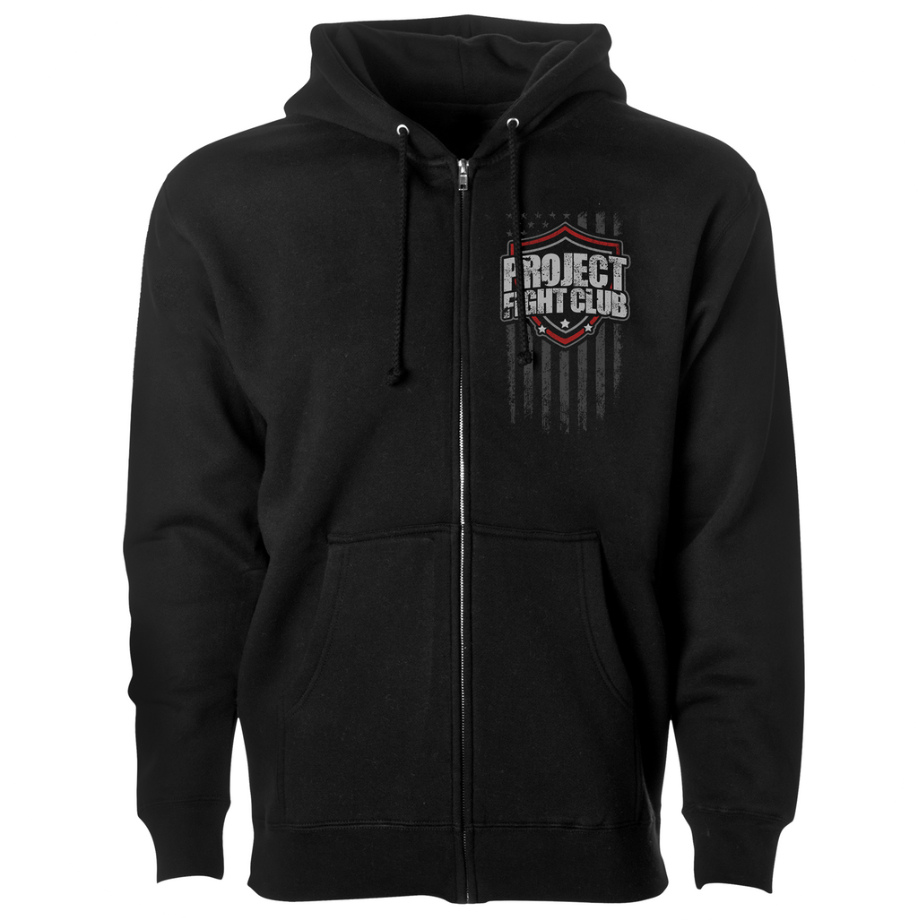 BLACK HEAVYWEIGHT ZIP HOODIE - HONOR FIREFIGHTERS & EMTs