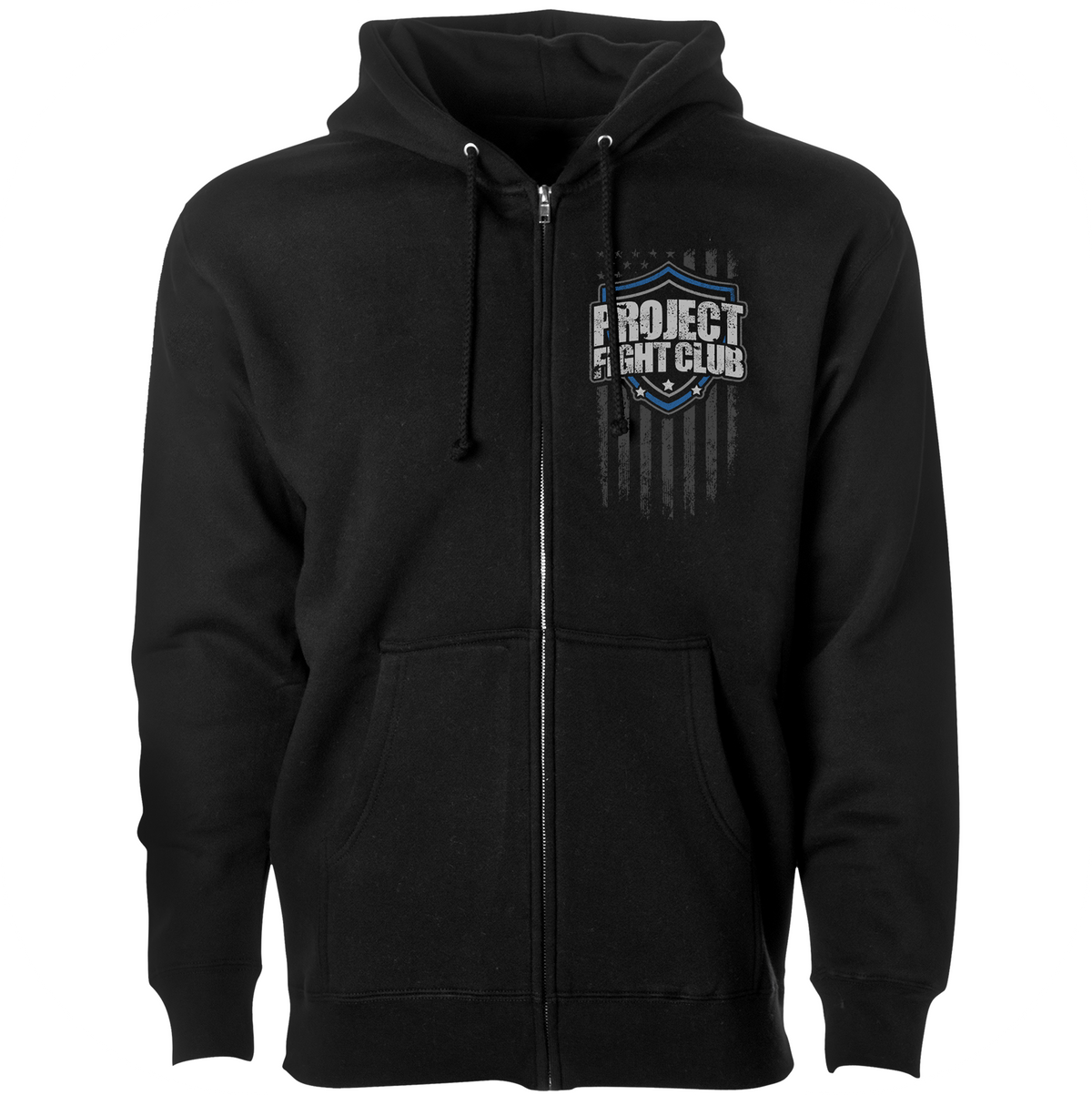BLACK HEAVYWEIGHT ZIP HOODIE - SUPPORT POLICE