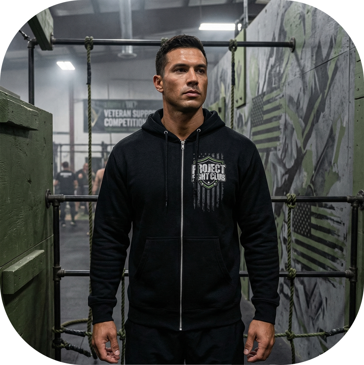 BLACK HEAVYWEIGHT ZIP HOODIE - HONOR SOLDIERS & VETERANS