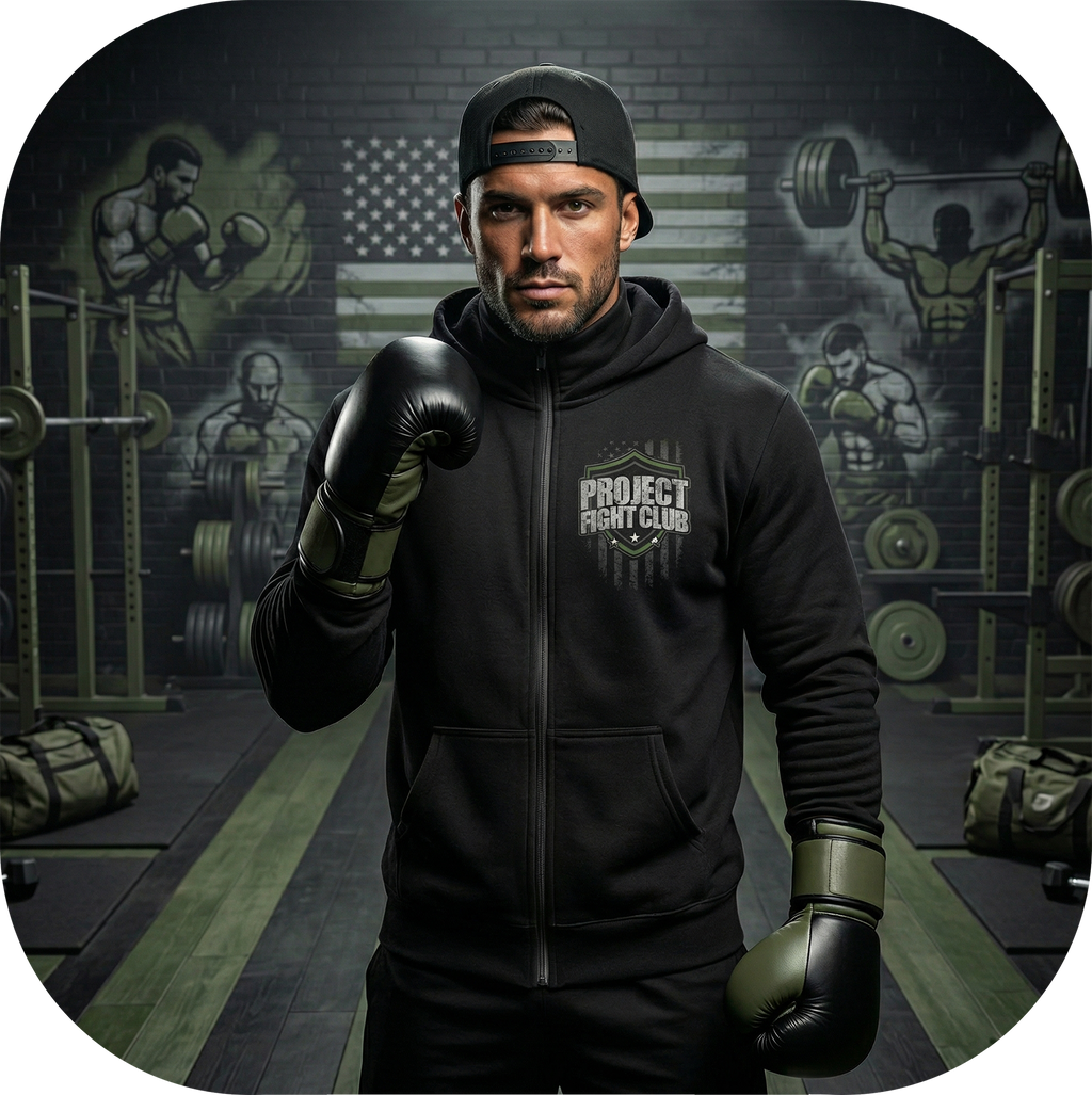 BLACK HEAVYWEIGHT ZIP HOODIE - HONOR SOLDIERS & VETERANS