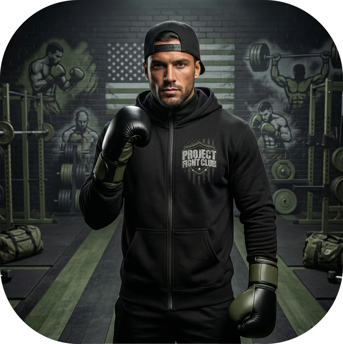 BLACK HEAVYWEIGHT ZIP HOODIE - HONOR SOLDIERS & VETERANS