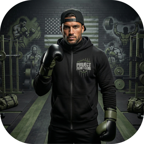BLACK HEAVYWEIGHT ZIP HOODIE - HONOR SOLDIERS & VETERANS