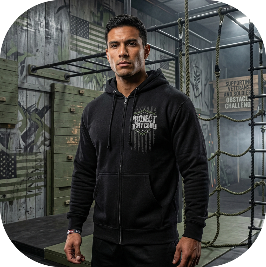 BLACK HEAVYWEIGHT ZIP HOODIE - HONOR SOLDIERS & VETERANS