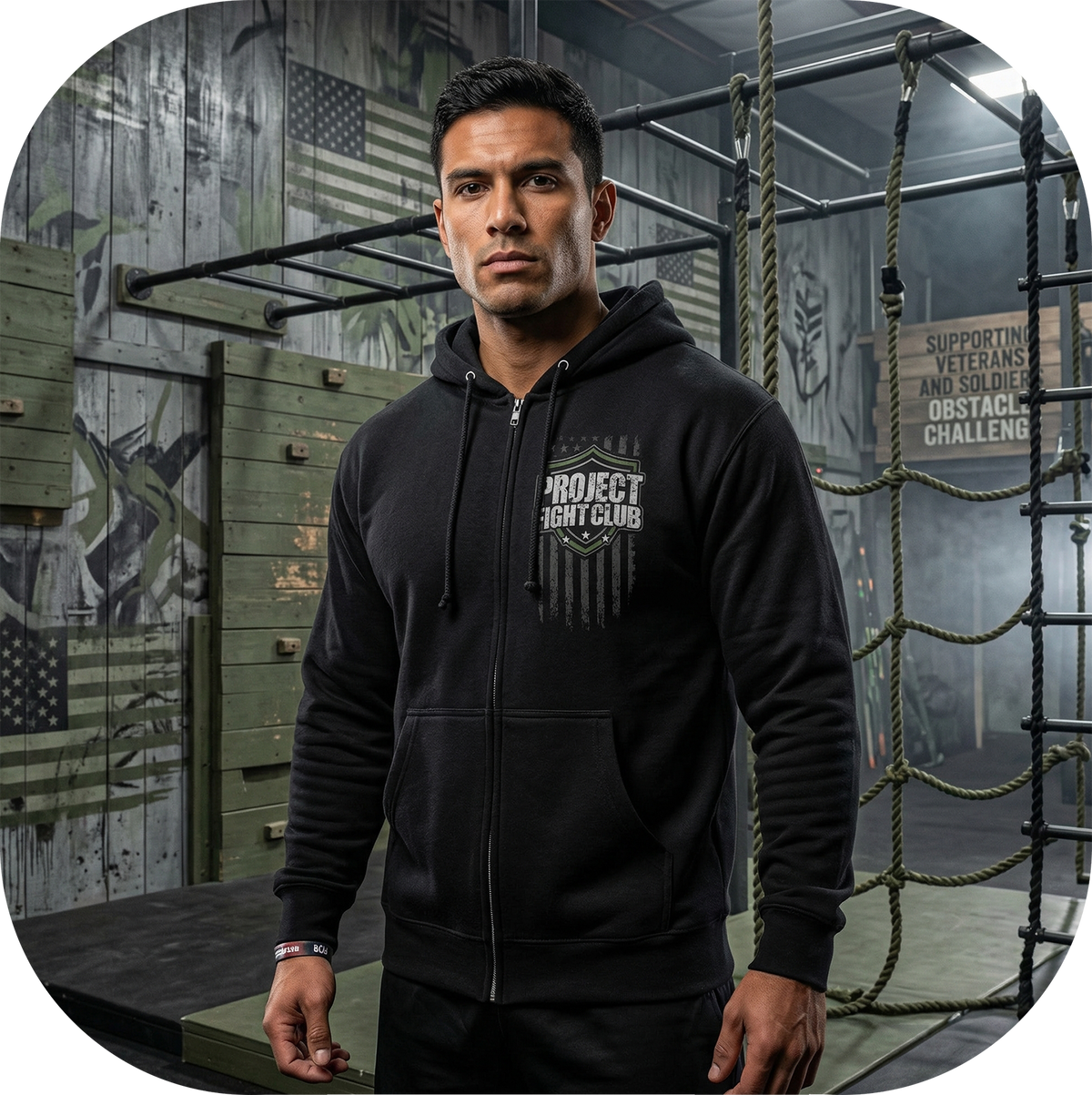 BLACK HEAVYWEIGHT ZIP HOODIE - HONOR SOLDIERS & VETERANS