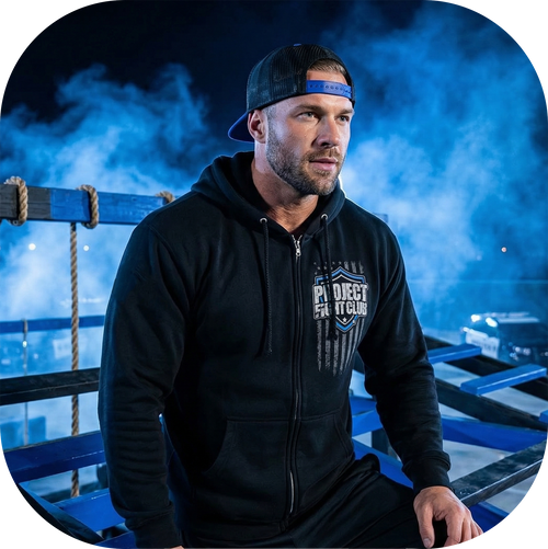 BLACK HEAVYWEIGHT ZIP HOODIE - SUPPORT POLICE