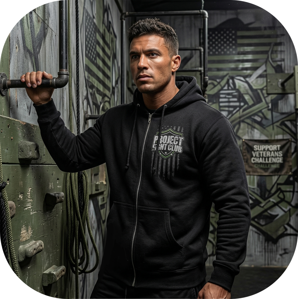 BLACK HEAVYWEIGHT ZIP HOODIE - HONOR SOLDIERS & VETERANS