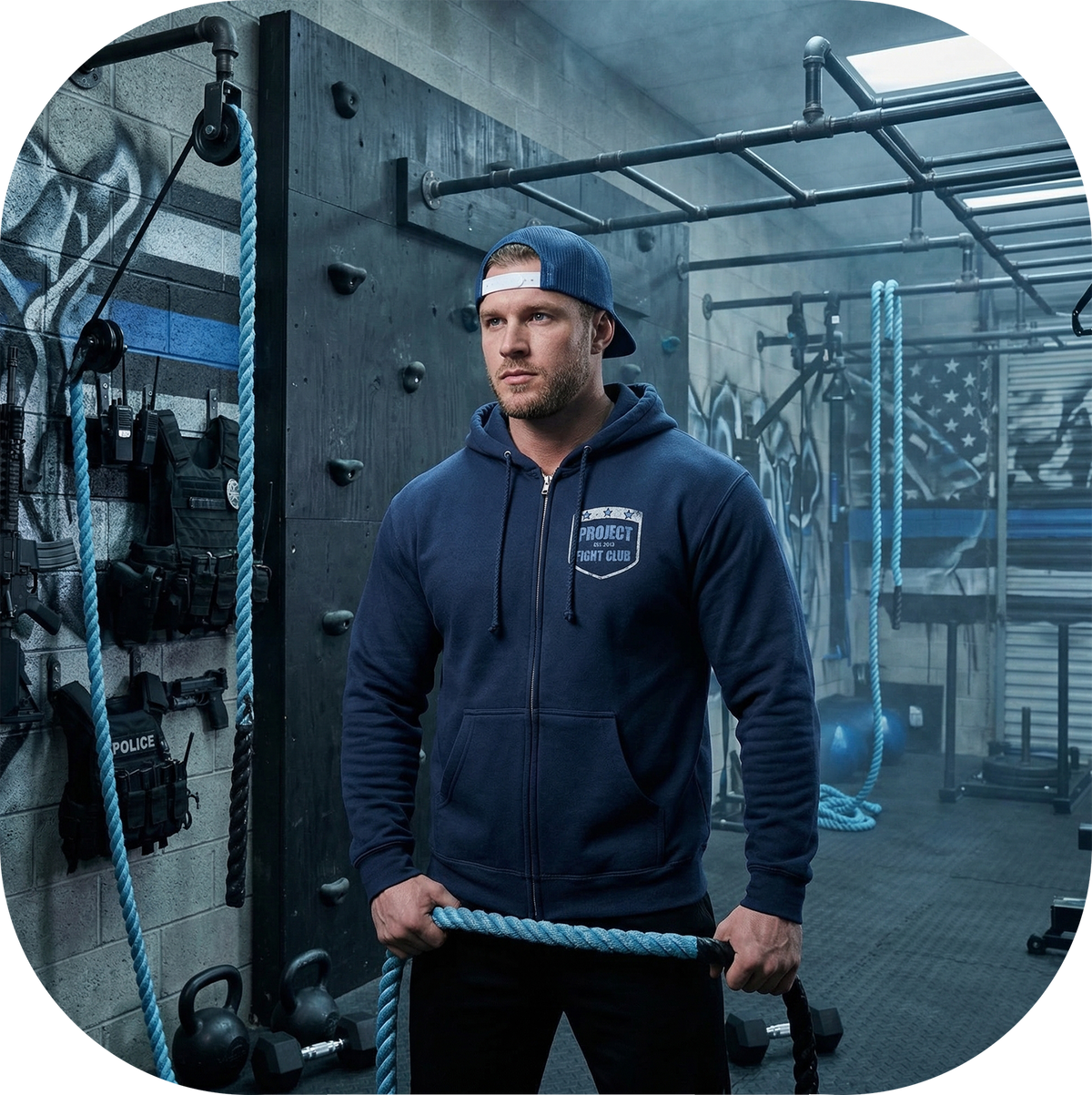 NAVY HEAVYWEIGHT ZIP HOODIE - SUPPORT POLICE