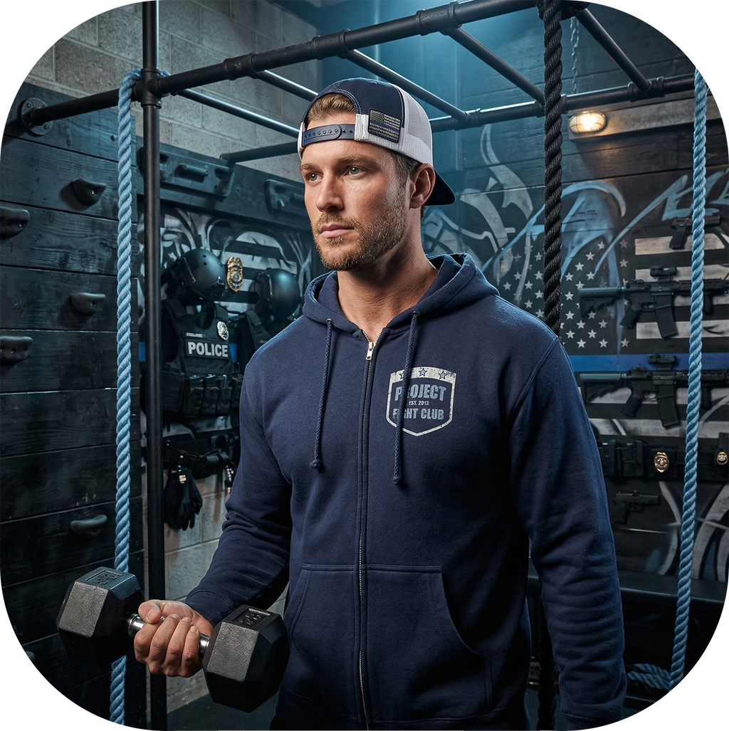 NAVY HEAVYWEIGHT ZIP HOODIE - SUPPORT POLICE