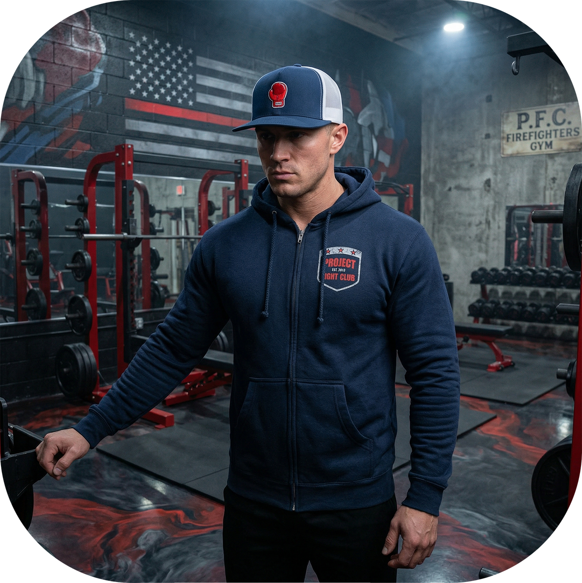 NAVY HEAVYWEIGHT ZIP HOODIE - HONOR FIREFIGHTERS & EMTs