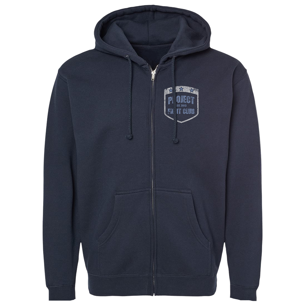 NAVY HEAVYWEIGHT ZIP HOODIE - SUPPORT POLICE