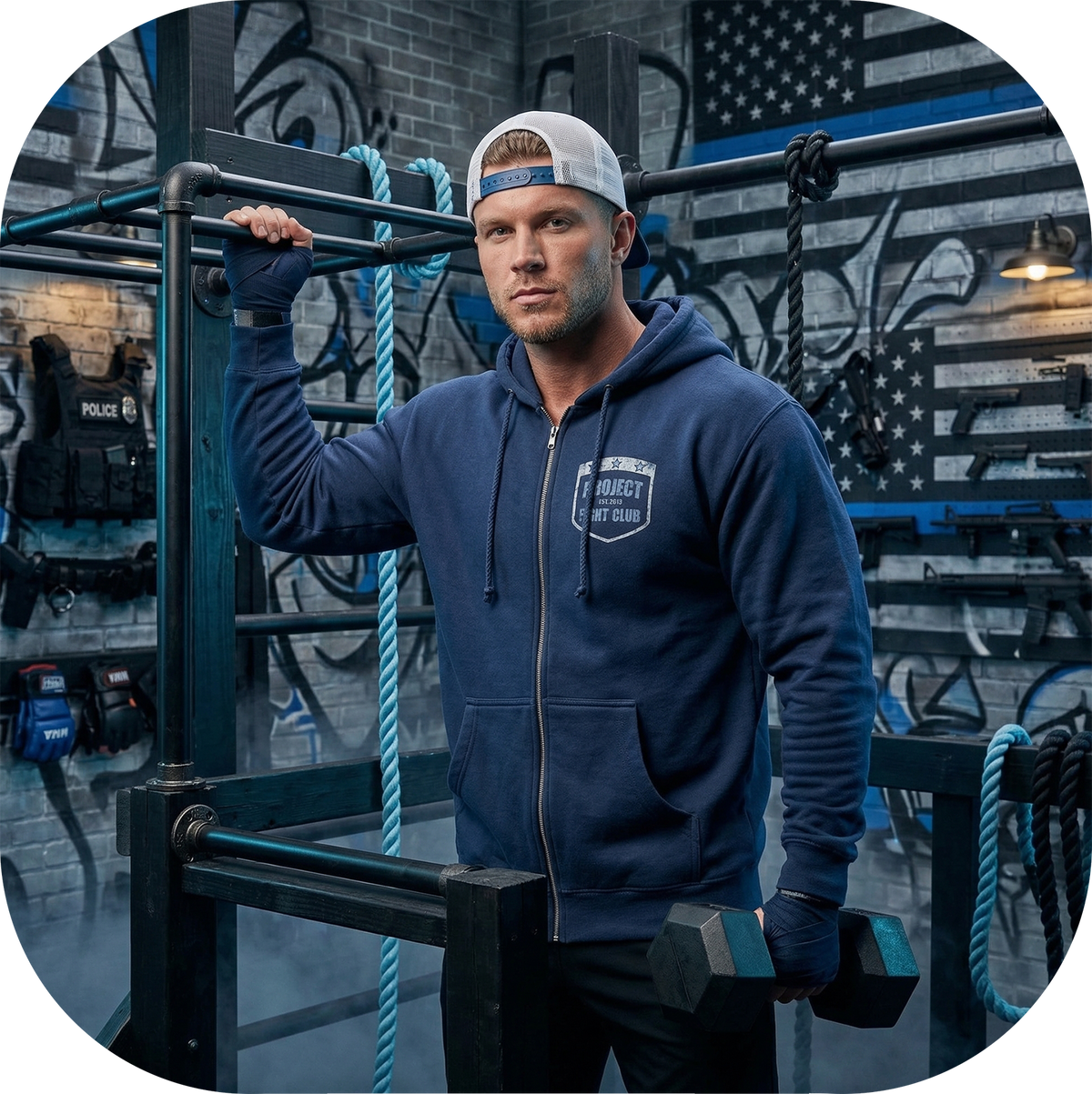 NAVY HEAVYWEIGHT ZIP HOODIE - SUPPORT POLICE