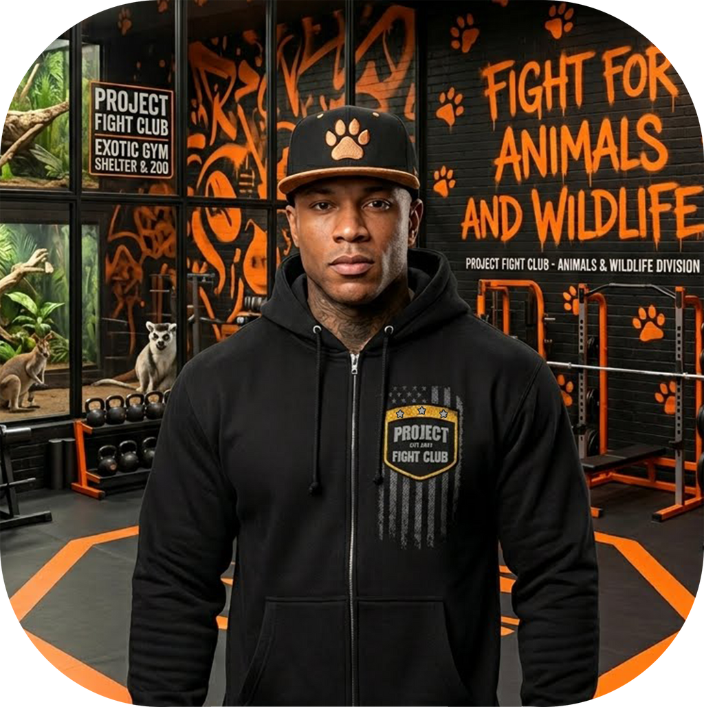 BLACK HEAVYWEIGHT ZIP HOODIE #2 - PROTECT ANIMALS & WILDLIFE