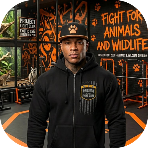 BLACK HEAVYWEIGHT ZIP HOODIE #2 - PROTECT ANIMALS & WILDLIFE