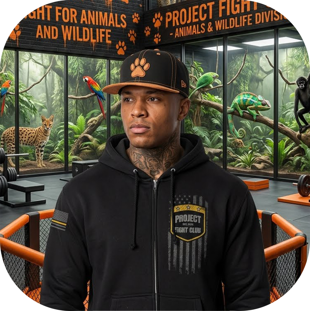 BLACK HEAVYWEIGHT ZIP HOODIE #2 - PROTECT ANIMALS & WILDLIFE