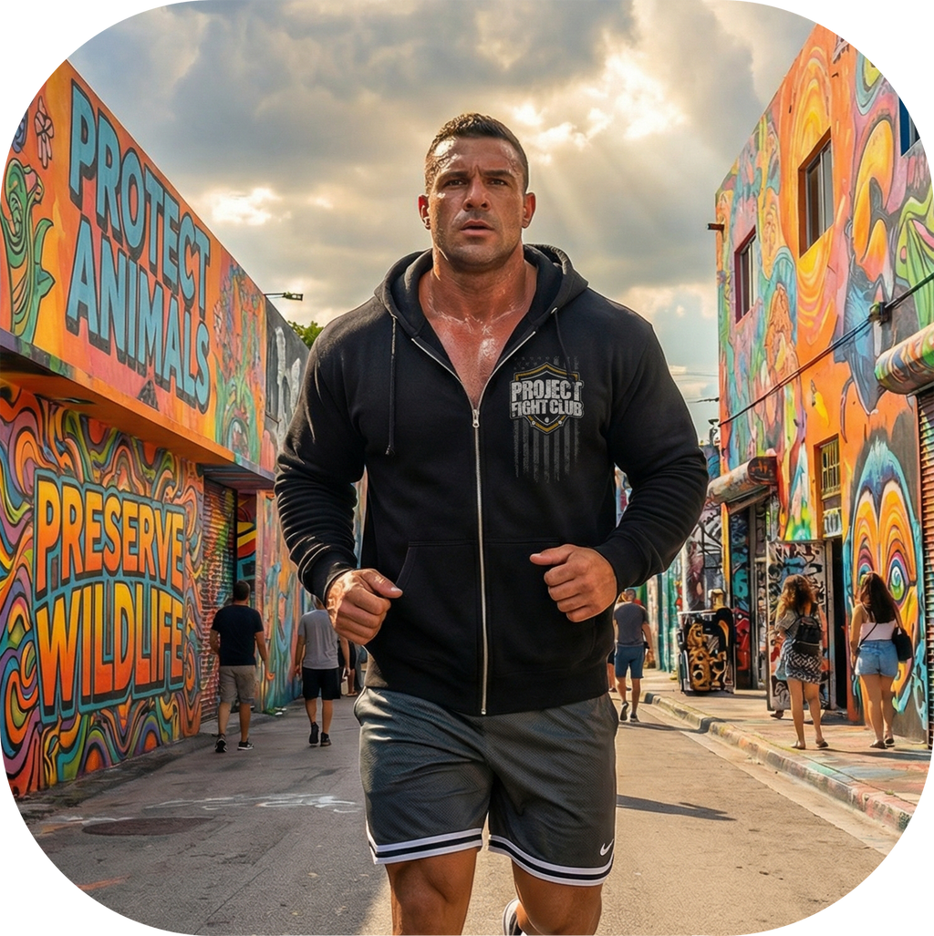 BLACK HEAVYWEIGHT ZIP HOODIE - PROTECT ANIMALS & WILDLIFE