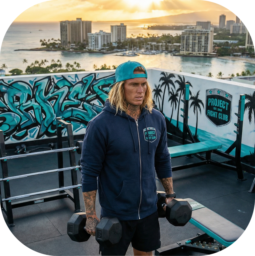 NAVY HEAVYWEIGHT ZIP HOODIE - FIGHT ADDICTION