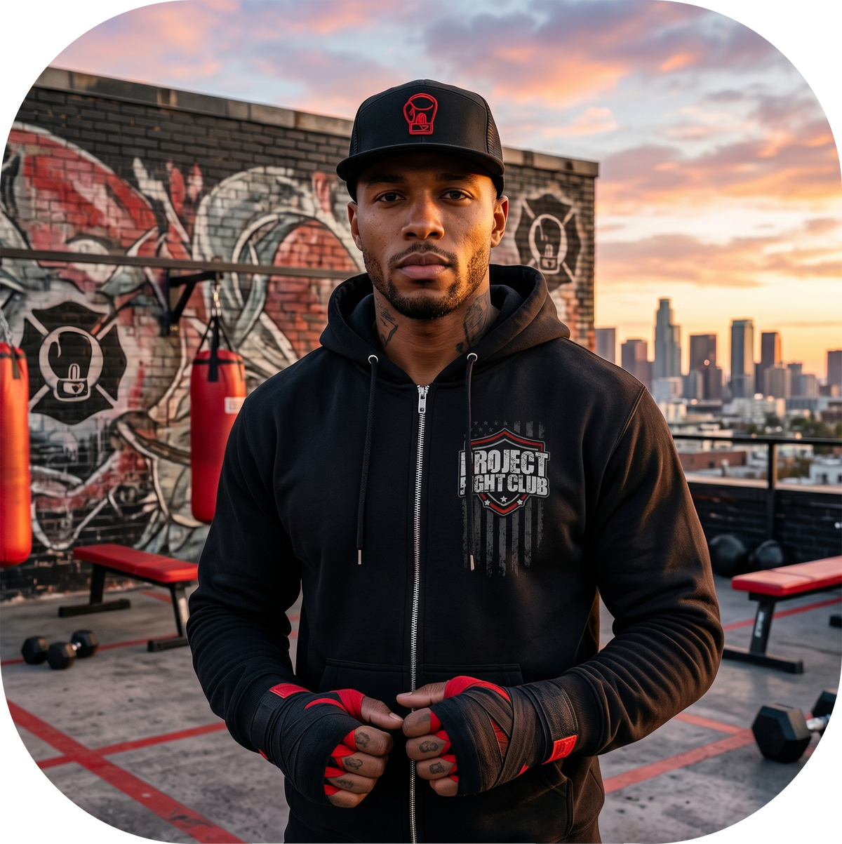 BLACK HEAVYWEIGHT ZIP HOODIE - HONOR FIREFIGHTERS & EMTs