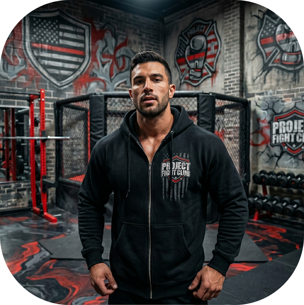 BLACK HEAVYWEIGHT ZIP HOODIE - HONOR FIREFIGHTERS & EMTs